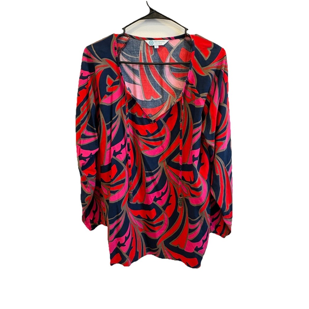 Escapade Living Top Psychedelic Red/pink/blue/tan Sz Large
